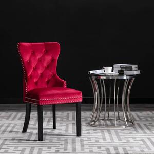 Krzesła stołowe, 4 szt., czerwone wino, aksamitne