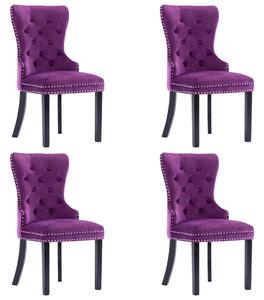 Krzesła stołowe, 4 szt., fioletowe, aksamitne