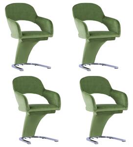 Krzesła stołowe, 4 szt., zielone, aksamitne