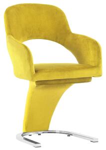Krzesła stołowe, 4 szt., żółte, aksamitne