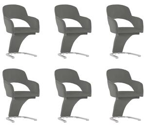 Krzesła stołowe, 6 szt., szare, aksamitne