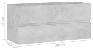 Szafka pod umywalkę, szarość betonu, 100x38,5x45 cm