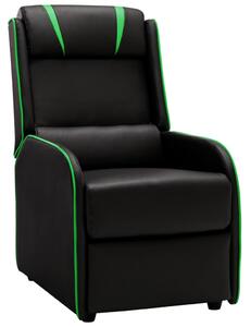 Fotel rozkładany, czarno-zielony, sztuczna skóra