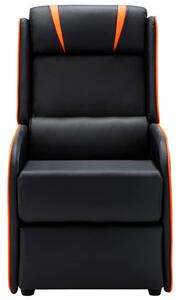 Fotel rozkładany, czarno-pomarańczowy, sztuczna skóra