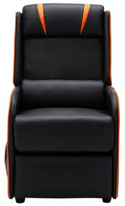 Rozkładany fotel masujący, czarno-pomarańczowy, sztuczna skróra