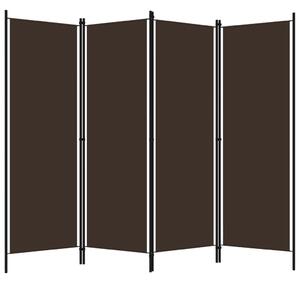 Parawan 4-panelowy, brązowy, 200 x 180 cm