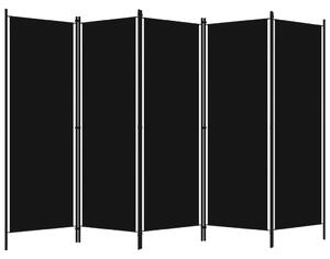 Parawan 5-panelowy, czarny, 250 x 180 cm