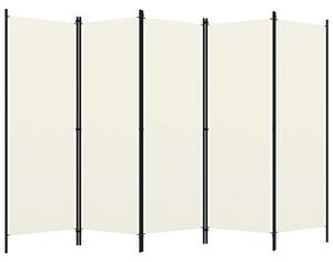 Parawan 5-panelowy, kremowy, 250 x 180 cm