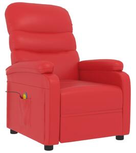 Fotel masujący, czerwony, tapicerowany sztuczną skórą