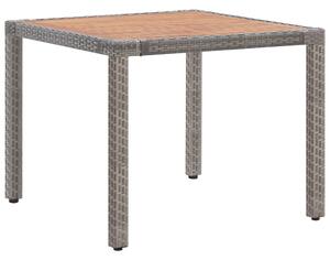 Stół ogrodowy, szary, 90x90x75 cm, rattan PE i drewno akacjowe