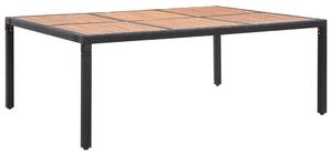 Stół ogrodowy, czarny, 200x150x74 cm, rattan PE i drewno akacjowe