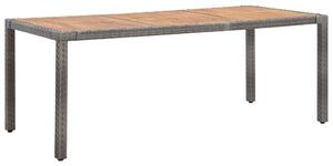 Stół ogrodowy, szary, 190x90x75 cm, rattan PE i drewno akacjowe