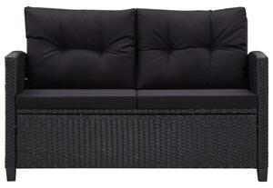 2-osobowa sofa ogrodowa z poduszkami, czarna, 124 cm, rattan PE