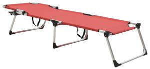 Wysoki leżak dla seniora, składany, czerwony, aluminiowy