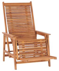Ogrodowe krzesło wypoczynkowe z podnóżkiem, lite drewno tekowe