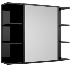 Szafka z lustrem, wysoki połysk, czarna, 80x20,5x64 cm, płyta