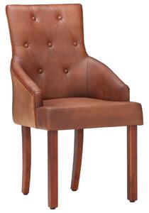Krzesła stołowe, 2 szt., brązowe, naturalna kozia skóra