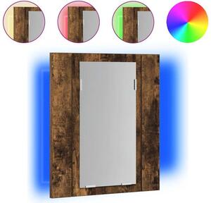 Szafka łazienkowa z lustrem i LED, przydymiony dąb, 40x12x45 cm