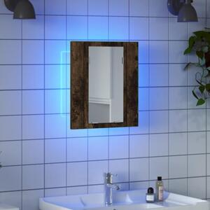 Szafka łazienkowa z lustrem i LED, przydymiony dąb, 40x12x45 cm