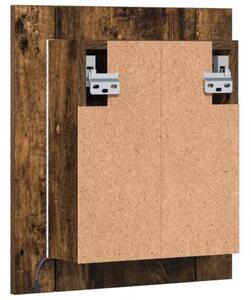 Szafka łazienkowa z lustrem i LED, przydymiony dąb, 40x12x45 cm