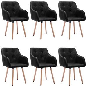 Krzesła stołowe, 6 szt., czarne, tapicerowane tkaniną