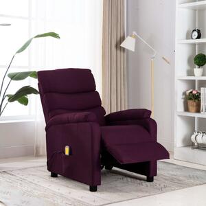 Rozkładany fotel masujący, fioletowy, tapicerowany tkaniną
