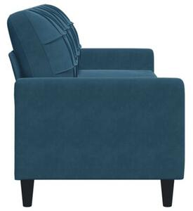 Sofa 3-osobowa, niebieski, 210 cm, obita aksamitem