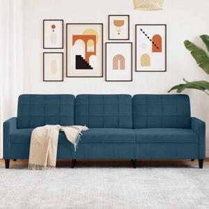 Sofa 3-osobowa, niebieski, 210 cm, obita aksamitem
