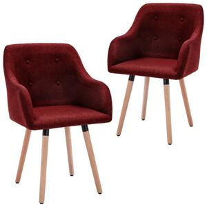 Krzesła stołowe, 2 szt., winna czerwień, obite tkaniną