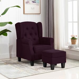 Fotel z podnóżkiem, fioletowy, tapicerowany tkaniną