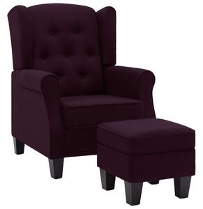 Fotel z podnóżkiem, fioletowy, tapicerowany tkaniną