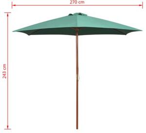 Parasol ogrodowy, 270x270 cm, drewno, zielony