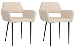 Krzesła stołowe, 2 szt., kremowe, tapicerowane tkaniną