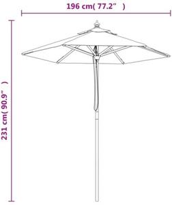 Parasol ogrodowy na drewnianym słupku, terakotowy, 196x231 cm