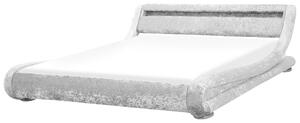 Łóżko wodne z panelem LED welurowa rama 180x200 cm srebrne Avignon Beliani