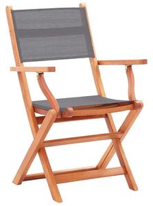 Składane krzesła ogrodowe 2 szt., szare, eukaliptus i textilene