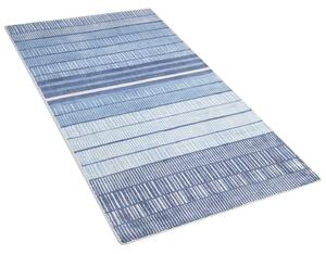 Ręcznie tkany dywan z wiskozy 80 x 150 cm w paski niebieski Yardere Beliani