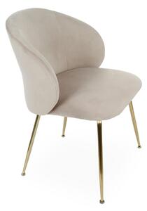 Krzesło Ganta, do jadalni, tapicerowane, walurowe, beżowe, gold
