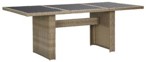 Stół ogrodowy, brązowy, 200x100x74 cm, szkło i rattan PE