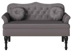 Ławka chesterfield z ekoskóry w stylu eleganckim - szara