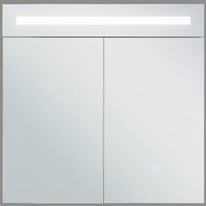 Nowoczesna szafka łazienkowa z lustrem oświetlenie LED 2 półki biała Jaramillo Beliani