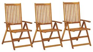 Rozkładane krzesła ogrodowe, 3 szt., lite drewno akacjowe
