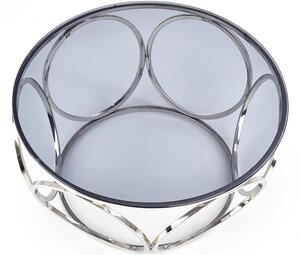 Okrągły stolik kawowy VENUS w stylu glamour - srebrny