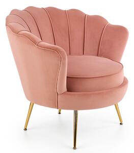 Różowy welurowy fotel muszelka - Vimero 3X