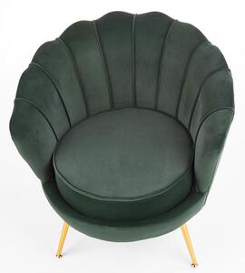 Zielony welurowy fotel muszelka - Vimero 3X