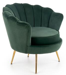Zielony welurowy fotel muszelka - Vimero 3X