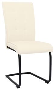 Krzesła stołowe, wspornikowe, 2 szt., kremowe, obite tkaniną