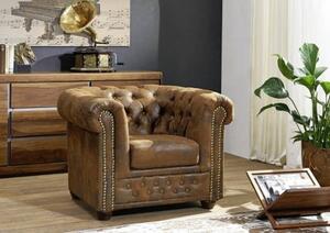 CHESTERFIELD Fotel Materiał + drewno