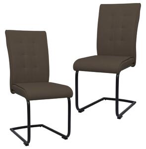 Krzesła stołowe, wspornikowe, 2 szt., brązowe, obite tkaniną