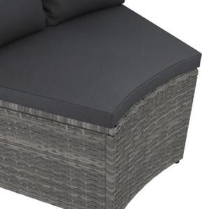Sofa 4-częściowa do ogrodu, z poduszkami, polirattan, szara